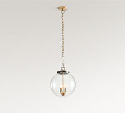 Open Box: Anthony Recycled Glass Globe Pendant, Small (14") - Bronze &amp; Tumbled Brass