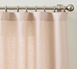 Open Box: Belgian Flax Linen Unlined Curtain, 50"W x 84"L - Rosewater