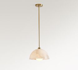 Open Box: Windham Alabaster Dome Pendant (12") - Tumbled Brass