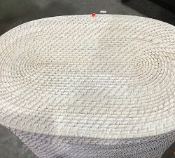 Open Box: Tava Handwoven Rattan Divided Hamper - White