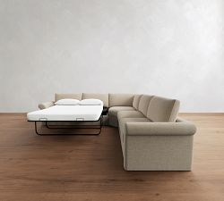 Westwood Roll Arm Slipcovered 3-Piece L-Shaped Wedge Sleeper Sectional (130")