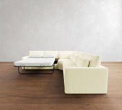 Westwood Slim Arm Deep Seat Slipcovered 3-Piece L-Shaped Wedge Sleeper Sectional (129")