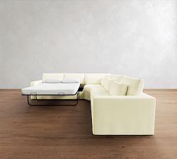 Westwood Square Arm Deep Seat Slipcovered 3-Piece L-Shaped Wedge Sleeper Sectional (132")