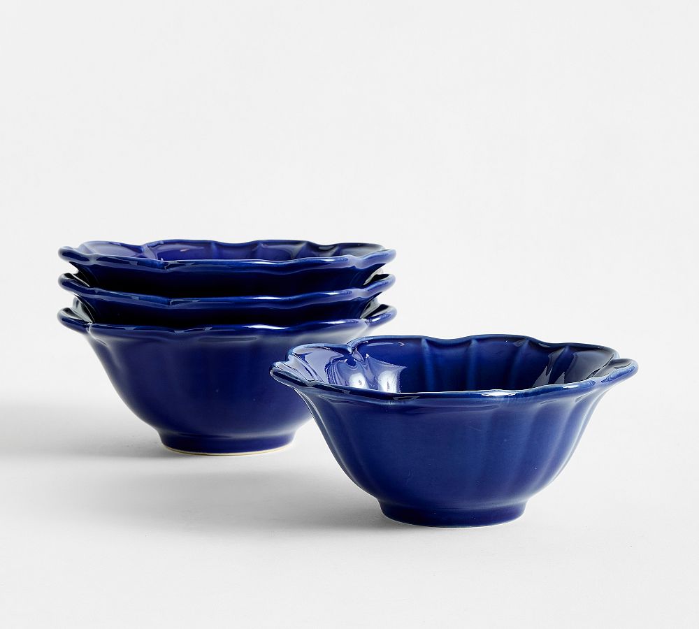 Monique Lhuillier Juliana Scalloped Cereal Bowls - Set of 4 Lapis Blue