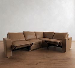 Westwood Square Arm Leather Reversible Power Reclining Sectional (119")