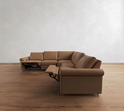 Westwood Roll Arm Leather Power Reclining L-Shaped Sectional (122")