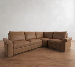 Westwood Roll Arm Leather Reversible Power Reclining Sectional (122")