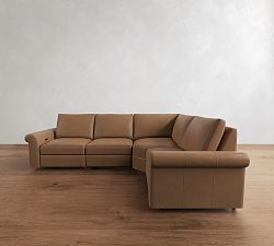 Westwood Roll Arm Leather Reversible Power Reclining Sectional (122")