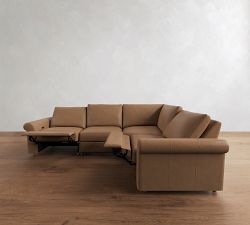 Westwood Roll Arm Leather Reversible Power Reclining Sectional (122")