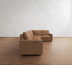 Westwood Slim Arm Leather Reversible Power Reclining Sectional (117")