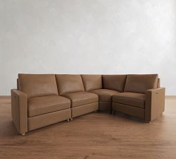 Westwood Slim Arm Leather Reversible Power Reclining Sectional (117")