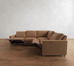 Westwood Slim Arm Leather Reversible Power Reclining Sectional (117")