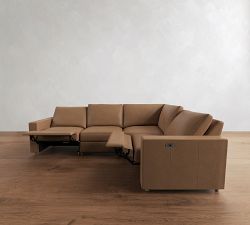 Westwood Square Arm Leather Reversible Power Reclining Sectional (119")