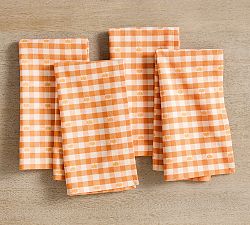 Pumpkin Gingham Organic Cotton Napkins - Set of 4