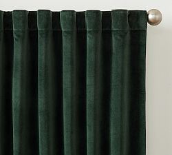 Open Box: Velvet Twill Blackout Curtain, 50"W x 84"L - Hunter