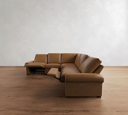 Turner Roll Arm Leather Power Reclining L-Shaped Sectional (120")