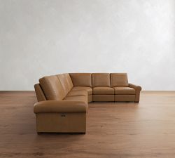 Turner Roll Arm Leather Power Reclining L-Shaped Sectional (120")