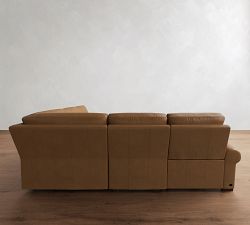 Turner Roll Arm Leather Power Reclining L-Shaped Sectional (120")