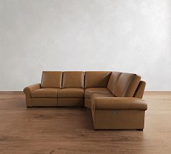 Turner Roll Arm Leather Reversible Power Reclining Sectional (120")
