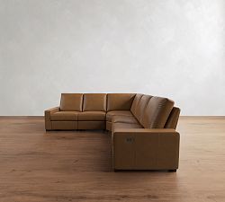 Turner Square Arm Leather Power Reclining L-Shaped Sectional (117")