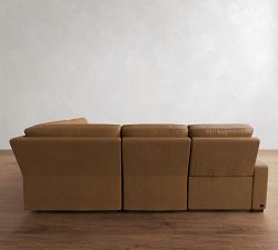 Turner Square Arm Leather Reversible Power Reclining Sectional (117")