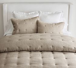 Open Box: European Flax Linen Tufted Waffle Comforter, King/Cal. King - Dark Flax