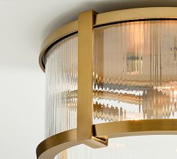 Blaine Ribbed Glass Round Outdoor Flush Mount (14")