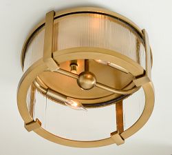 Blaine Ribbed Glass Round Outdoor Flush Mount (14")