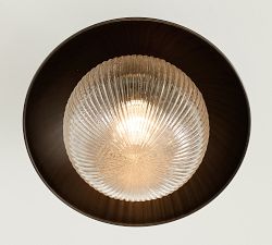 Cooper Ribbed Glass Round Outdoor Flush Mount (12")