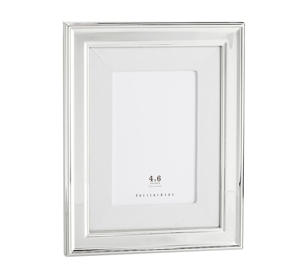 Personalized Silver-Plated Grosgrain Ribbon Mat Frames - 4x6 - White