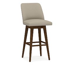 Open Box: Layton Upholstered Swivel Bar Height Stool (31.5") - Heathered Chenille Stone, Vintage Amber Finish