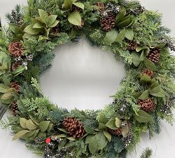 Open Box: Faux Lit Rustic Pine and Berry Wreath (40")