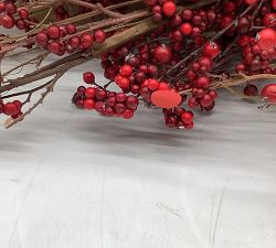 Open Box: Faux Wild Twig and Berry Trailing Wreath with Ornaments (38")