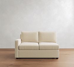 Open Box: Cameron Modern Square Arm Upholstered Left Loveseat - Sunbrella® Performance Herringbone Oatmeal