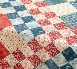 Americana Patchwork Print Cotton Table Throw