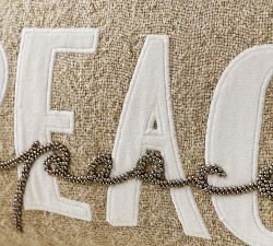 Peace Embroidered Lumbar Pillow Cover