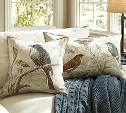 Sky Bird Embroidered Pillow Cover