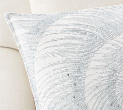 Oceanic Swirl Embroidered Pillow Cover