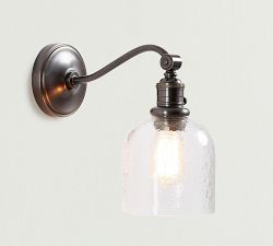 Textured Glass Curved Arm Sconce (6'')