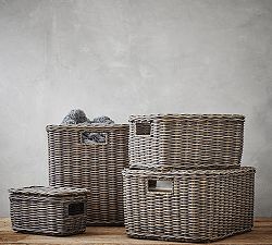 Wicker Weave Lidded Baskets