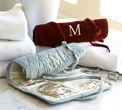 Diamond Quilted Velvet Jewelry Roll