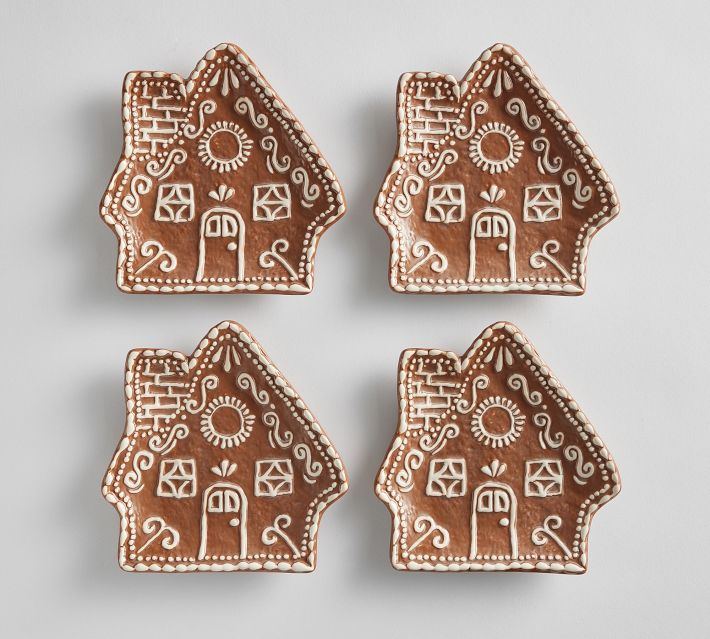 Gingerbread House Appetizer Plates - Set of 4 | Pottery Barn