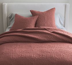 Open Box: Belgian Flax Linen Floral Stitch Quilt, Twin/Twin XL - Rosewood