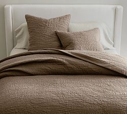 Open Box: Belgian Flax Linen Handcrafted Quilt, Full/Queen - Cafe Noir