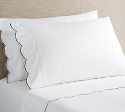 Scallop Dot Embroidered Organic Cotton Sheet Set