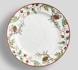 Forest Gnome Pinecone Stoneware Dinner Plates - Set of 4