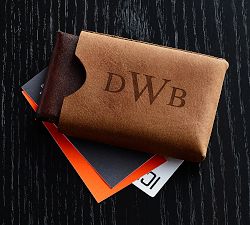 Cognac Leather Business Card Holder