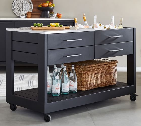 Malibu Metal Outdoor Kitchen Island - Thumbnail 3