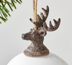 White Buck Head Ornament