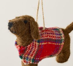 Felt Dog In Sweater Ornament